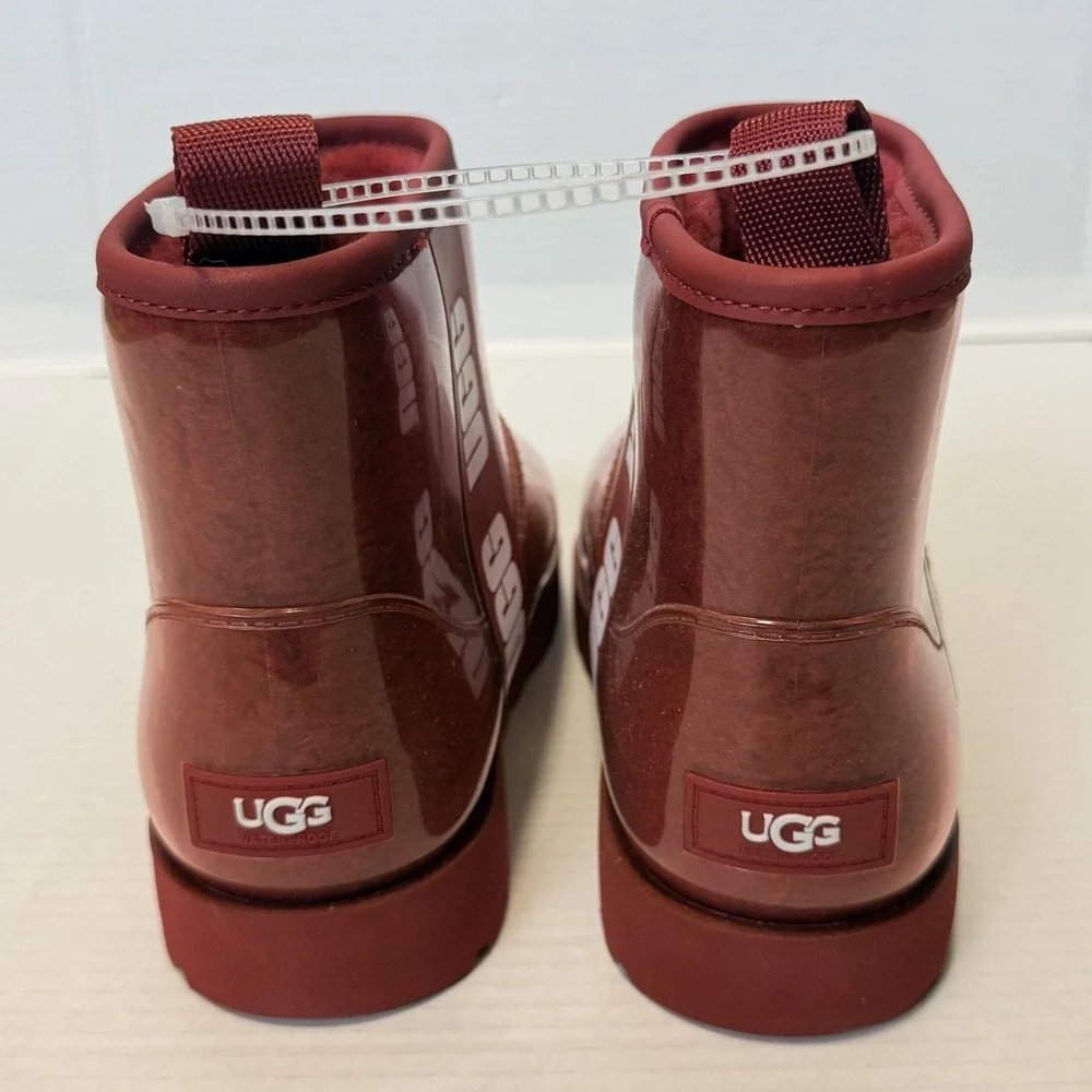 UGG Classic Clear Mini Samba Red Waterproof Boots 1113190 - Women's 7 - NEW NWT